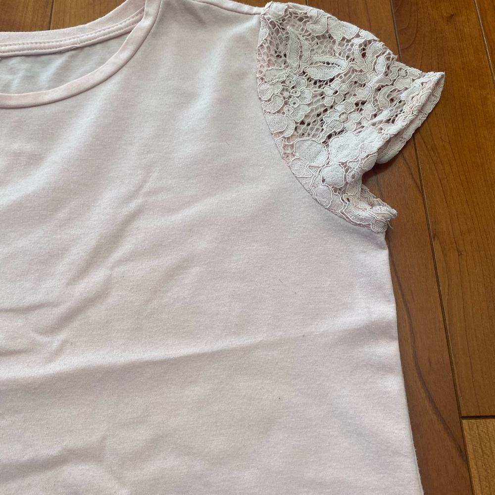 Pink lace sleeve top 8-10